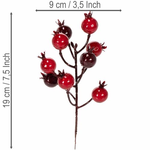 Product Artificial pomegranate branch with branching stems as vase decoration, 19cm, 4 pieces