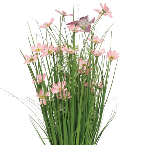 Floristik24 Bunch of grass with flowers and butterflies pink 70cm