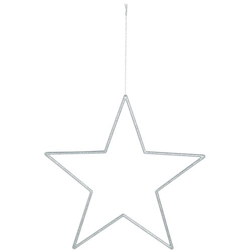 Product Large decorative stars silver glitter decoration for hanging 24cm 6 pcs