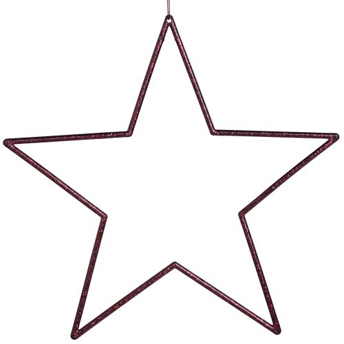 Large decorative stars for hanging Berry Glitter 24cm 6 pcs