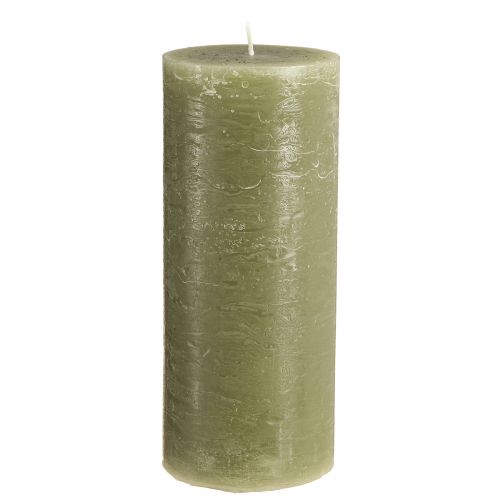 Large candles pillar candles olive green 85x200mm 2 pcs