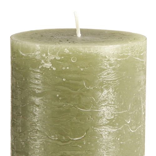 Product Large candles pillar candles olive green 85x200mm 2 pcs