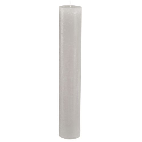 Large taper candles light grey solid coloured 50x300mm 4 pcs