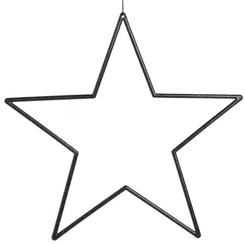 Large hanging stars black glitter Ø24cm 6 pcs