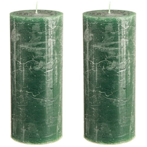 Product Large pillar candles green dark green 85x200mm 2 pcs