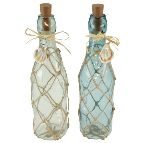Floristik24 Glass bottle light blue micro LED fairy lights maritime H28cm 2pcs