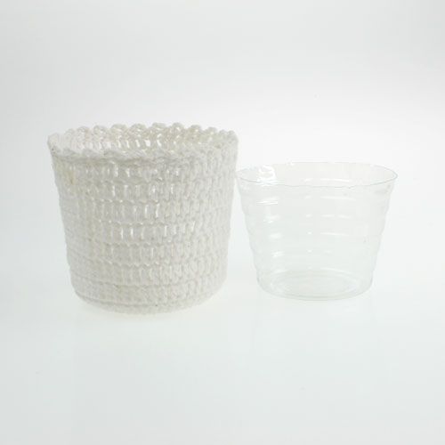 Floristik24 Crochet pot with insert white Ø11cm H9cm