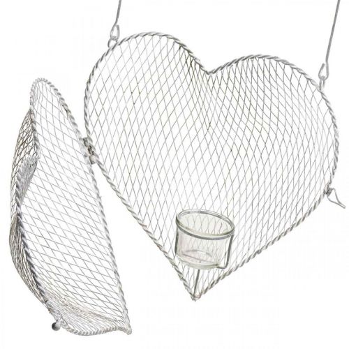Floristik24 Hanging decoration wire heart, tealight holder for hanging 29×27.5cm