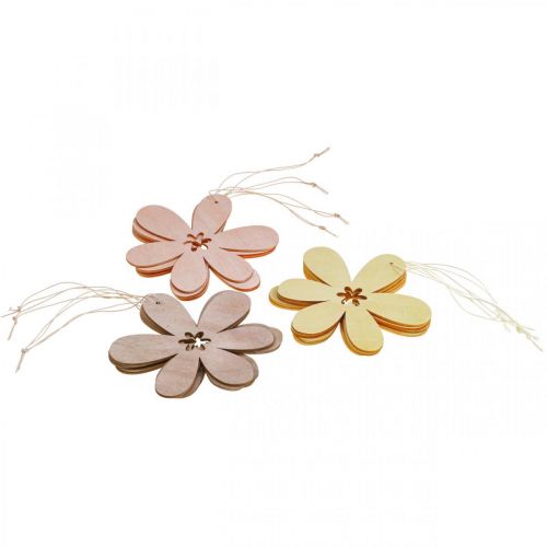 Floristik24 Decorative flower wooden pendant wooden flower purple/pink/yellow Ø12cm 12 pieces