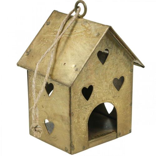 Product Christmas hanger metal house vintage gold H9.5cm 3pcs