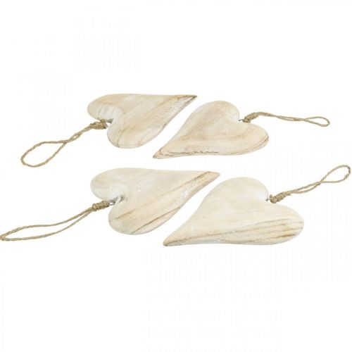 Product Heart made of wood, decorative heart for hanging, heart decoration H13cm 4 pcs