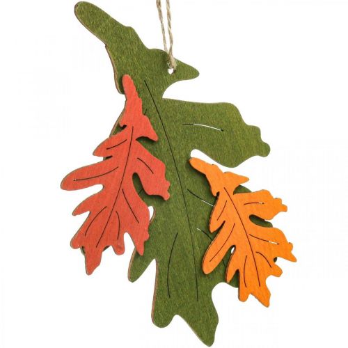 Product Autumn decorative pendant wood leaves oak leaf 17cm 6pcs