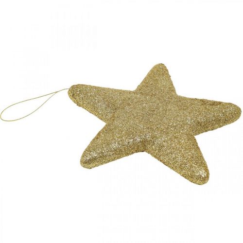 Product Christmas decoration star pendant golden glitter 18.5cm 4pcs