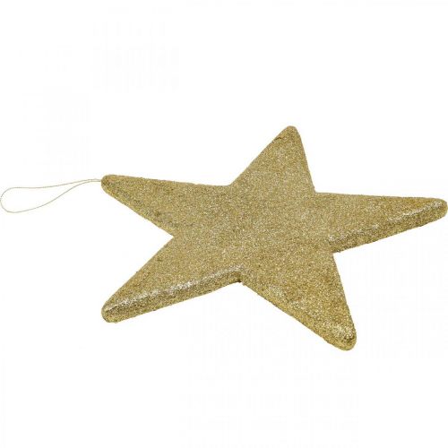 Product Christmas decoration star pendant golden glitter 30cm 2pcs