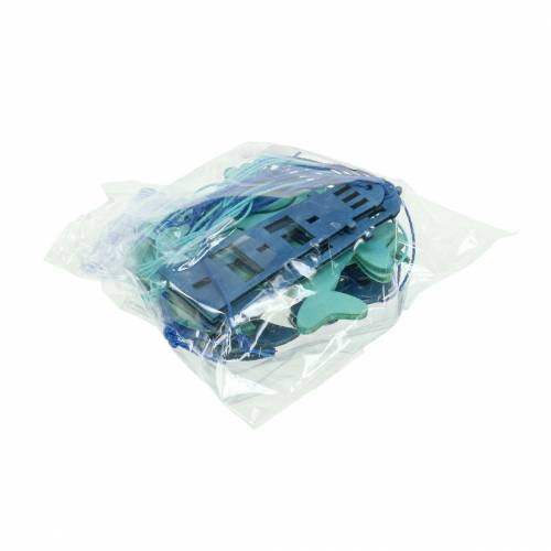 Floristik24 Maritime decoration to hang light blue, dark blue wood assorted 8cm 12pcs