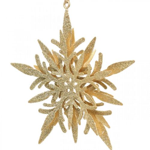 Floristik24 Snowflake, Christmas tree decoration, window decoration Christmas Golden 12cm 4pcs