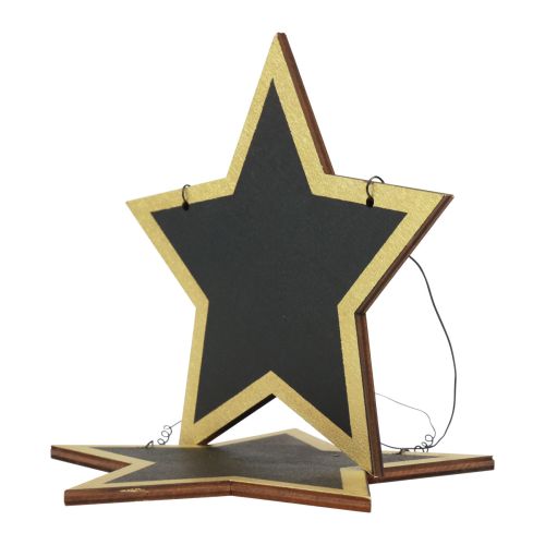 Product Wooden stars black gold decoration hanger Christmas Ø15cm 8pcs