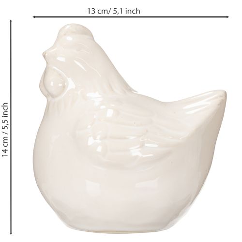 Product Chicken figurine, glossy glazed, for modern home decor, 17cm, 2 pieces