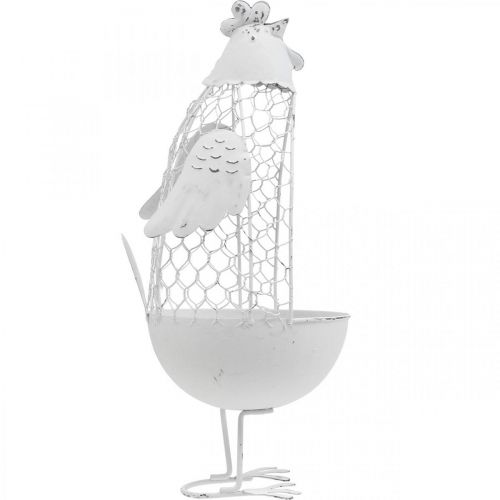 Floristik24 Chicken for planting, lattice basket, Easter decoration, country style white, silver H26.5cm Ø11.5cm