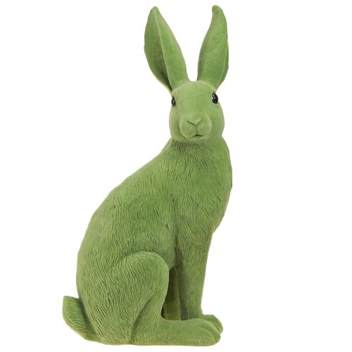 Rabbit Green Sitting Easter Bunny Decoration flocked 16×13×35cm