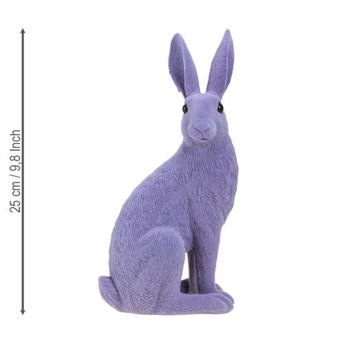 Product Sitting Bunny Easter Bunny Decoration Flocked Lilac 12×9×25cm