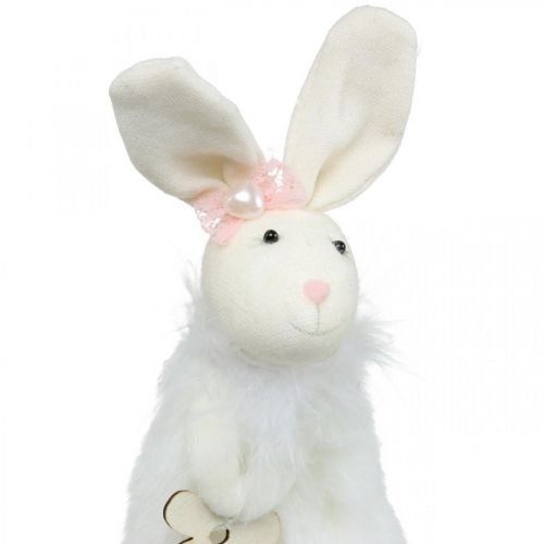 Floristik24 Bunny to hang, Easter decoration, spring pendant, Easter bunny with flower white, natural H21cm 6pcs