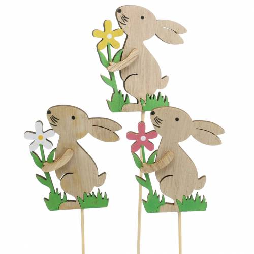 Floristik24 Flower stick rabbit made of wood 9cm 12 pcs