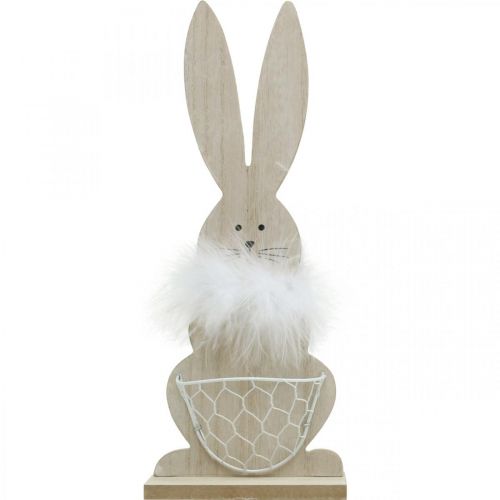 Product Bunny with basket Easter bunny wooden decoration Easter nature H30cm