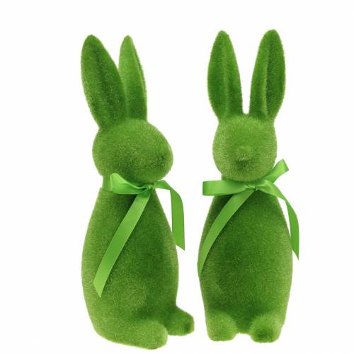 Floristik24 Bunny flocked green 30cm 2pcs