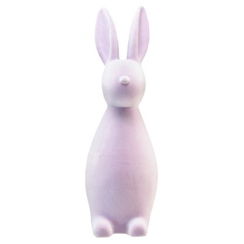 Product Easter Bunny Decoration Rabbit Standing Flocked Lilac H47cm