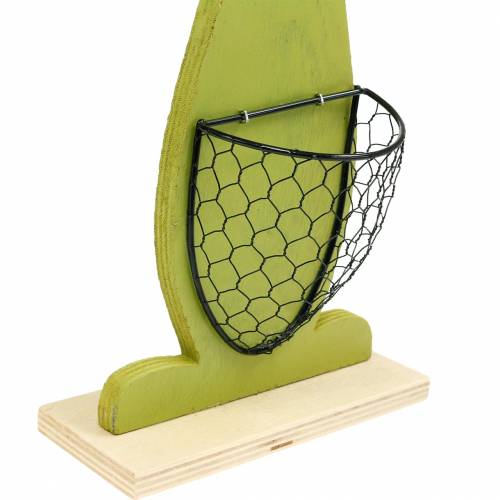 Floristik24 Easter bunnies with basket green, spring, decorative planting basket, Easter decoration wooden bunny 2pcs