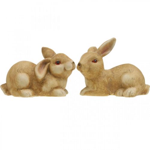 Floristik24 Easter bunny lying brown ceramic rabbit pair decorative figure 15.5cm 2pcs
