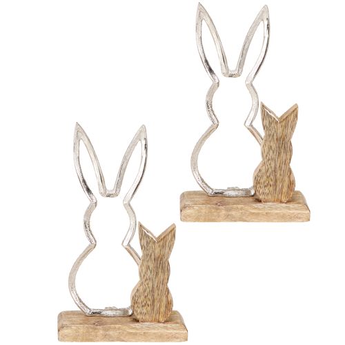 Product Decorative Rabbit Metal & Wood – Modern Easter figure in natural design 22cm 2 pcs