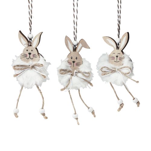 Product Rabbit decoration wooden rabbits for hanging natural white 5cm×12cm 6pcs