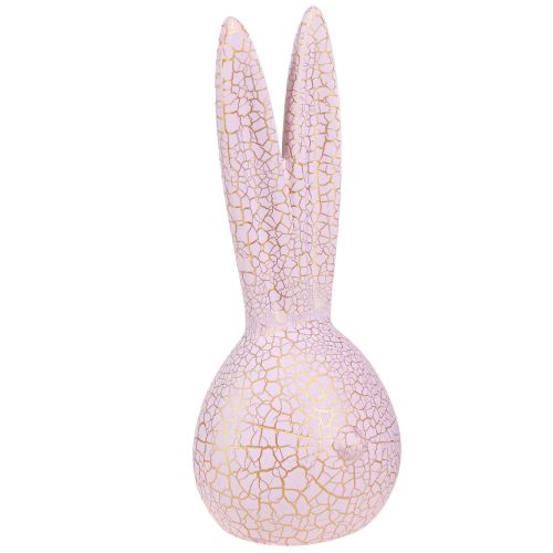 Floristik24 Bunny Head Decoration Easter Pink Gold Crackle 10x11x28cm