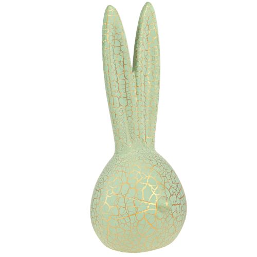 Rabbit Head Easter Bunny Decoration Mint Green Gold Crackle H28cm