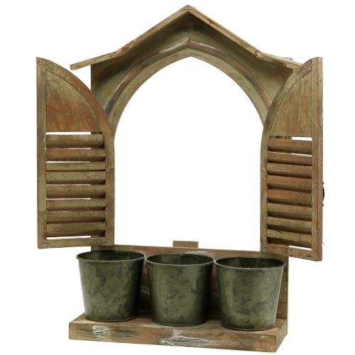Floristik24 Decorative window wood with 3 flower pots H49cm