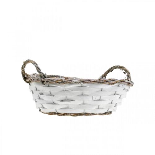 Product Basket for planting, decorative basket with handles round white H8.5cm Ø25cm