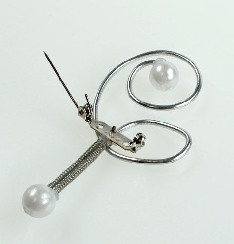 Product Wedding pin with pearls, silver 8cm 24 pcs
