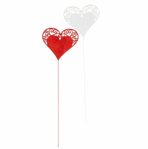 Floristik24 Heart on stick, decorative heart, wedding decoration, Valentine's Day, heart decoration 16 pcs