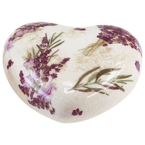 Product Heart decoration ceramic decoration lavender vintage stoneware 10.5cm