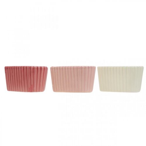 Product Decorative Heart Ceramic White, Pink, Mini Planter H6cm 3 Pcs