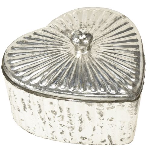 Product Heart-shaped tin with lid, glass tin with heart, champagne, 15.5 x 15 x 10 cm