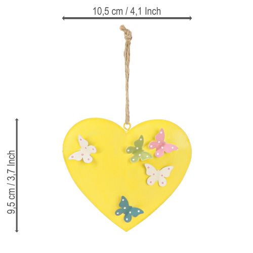 Product Decorative heart pendants with butterflies for spring decoration, 10.5cm, 3 pieces