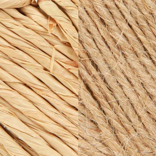 Product Hearts for hanging hemp and raffia decoration natural H10.5cm 8 pcs