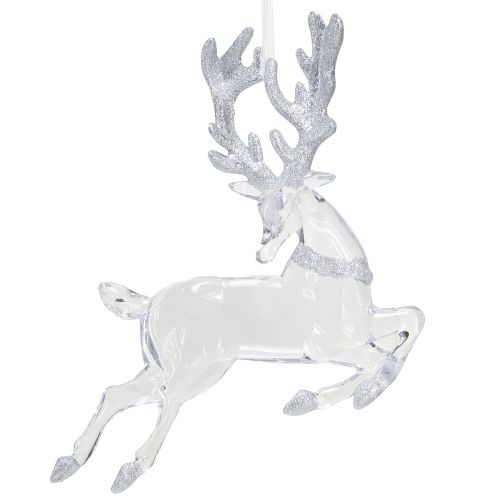 Floristik24 Deer decoration clear silver Christmas decoration 19x21cm 2pcs