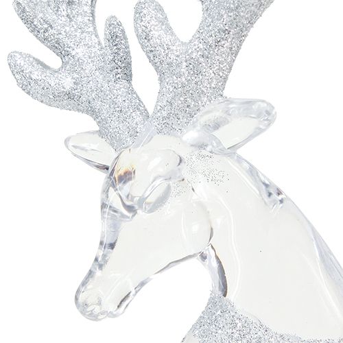 Product Deer decoration clear silver Christmas decoration 19x21cm 2pcs