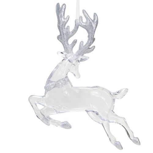 Product Deer decoration clear silver Christmas decoration 19x21cm 2pcs