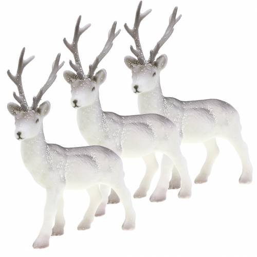 Floristik24 Decoration deer flocked/snowed 20cm 3pcs
