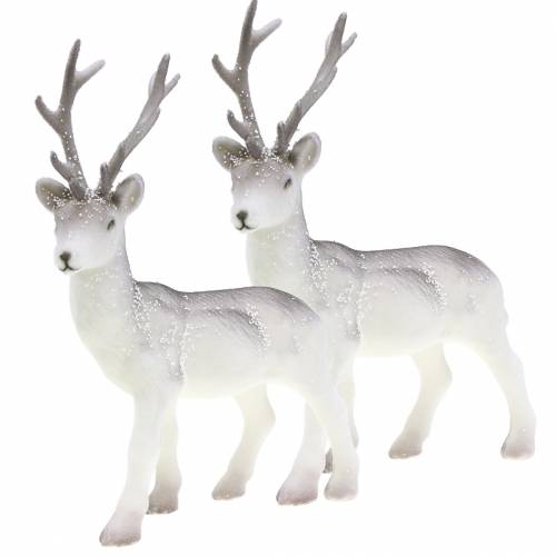 Floristik24 Decoration deer flocked/snowed 27,5cm 2pcs